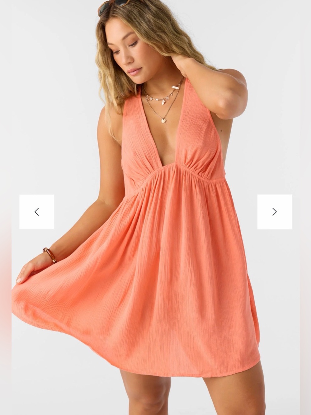 O’Neill Dress Saltwater Solids Sarah Hot Coral Sm